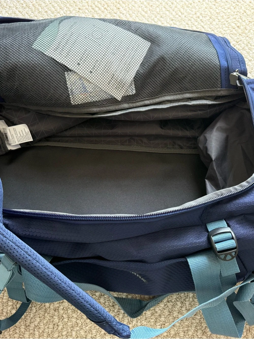 High Sierra Navy and Teal Backpack Duffle Bag Fairlead 64L